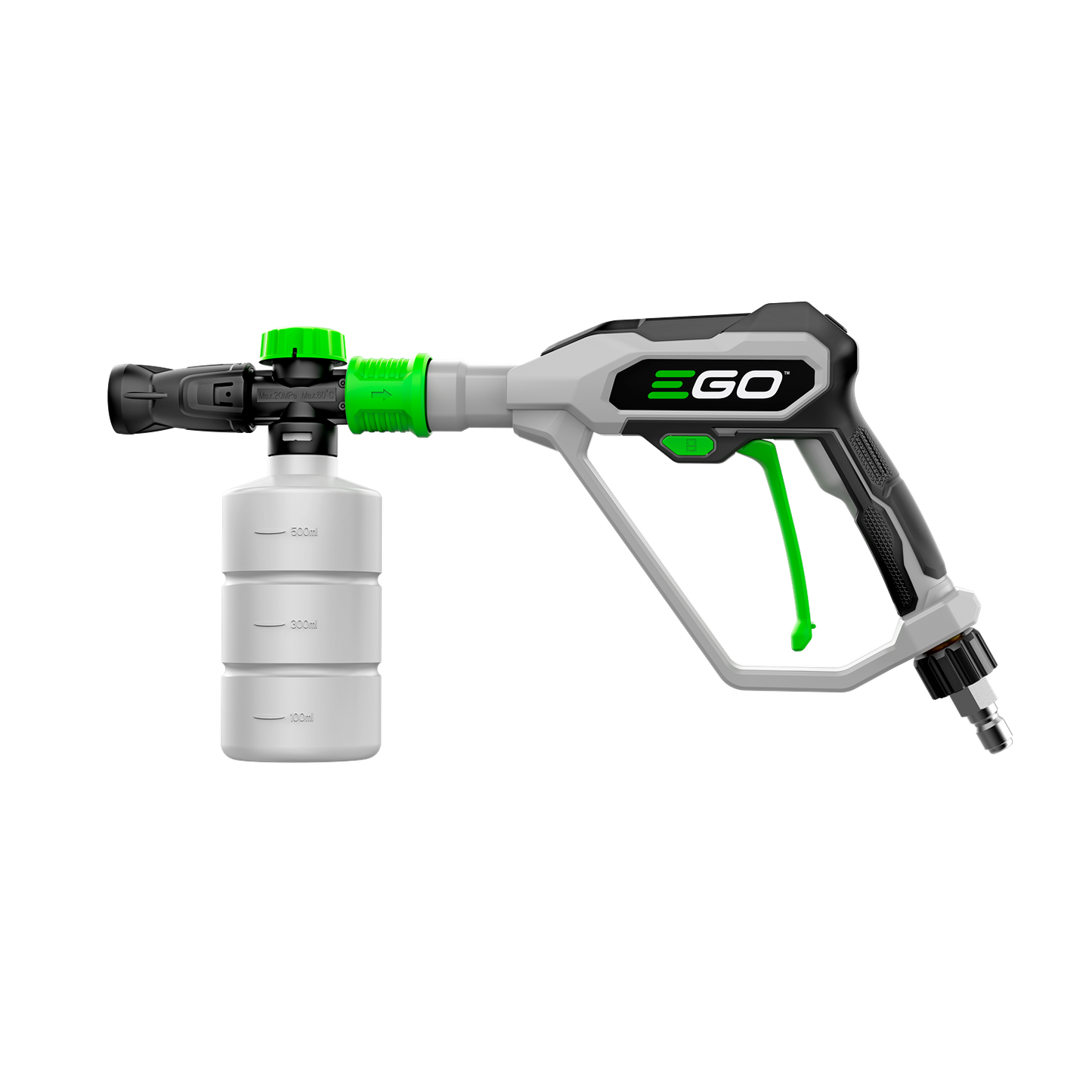 EGO Power+ foam cannon attachment with ergonomic handle for pressure washers in home improvement projects