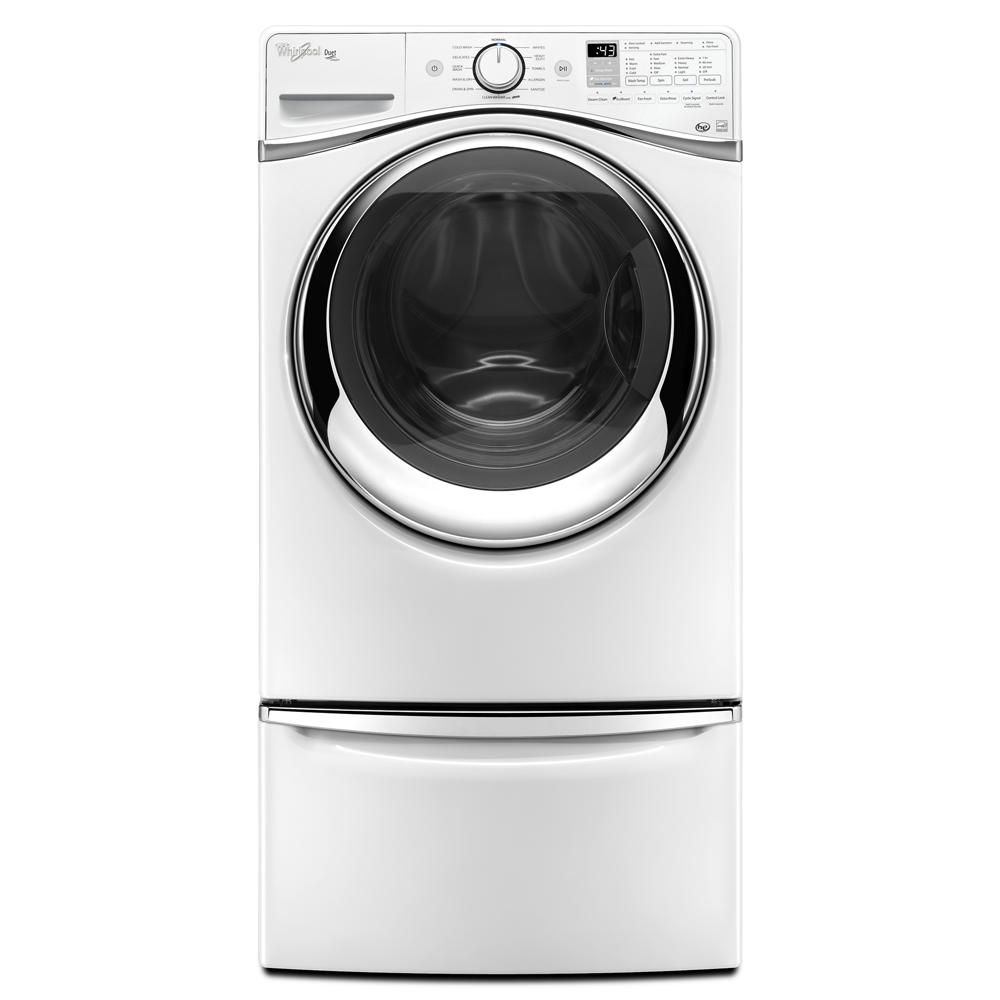 Front load washing machine with chrome door trim and control knob, part of Appliance Parts & Accessories collection
