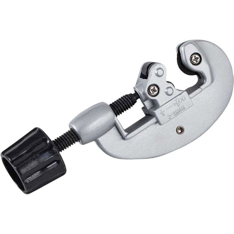 Compact tubing cutter with adjustable knob for precise cuts on copper and aluminum pipes in tools and home improvement tasks