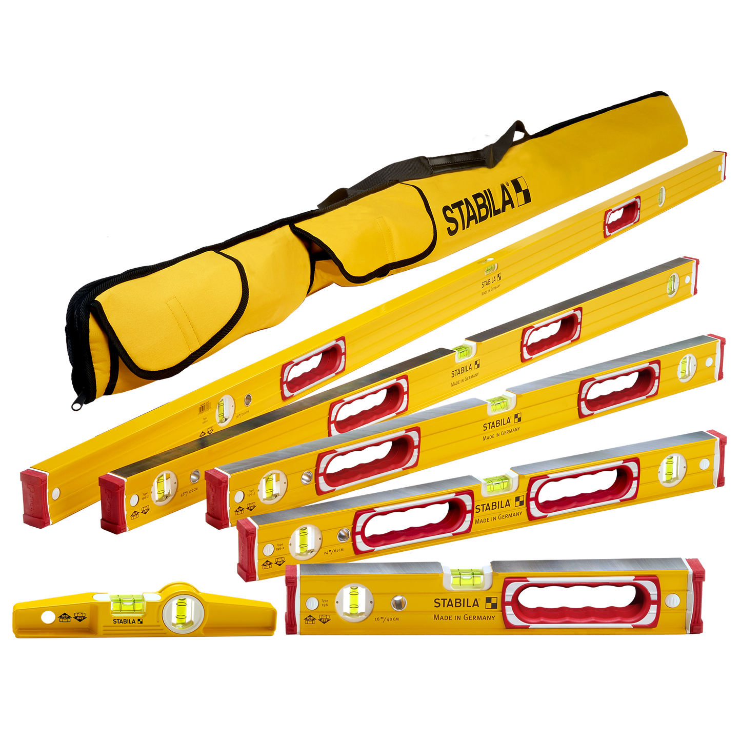 Stabila Type 196 78, 6-Pc. Spirit Level Set w/Carrying Case