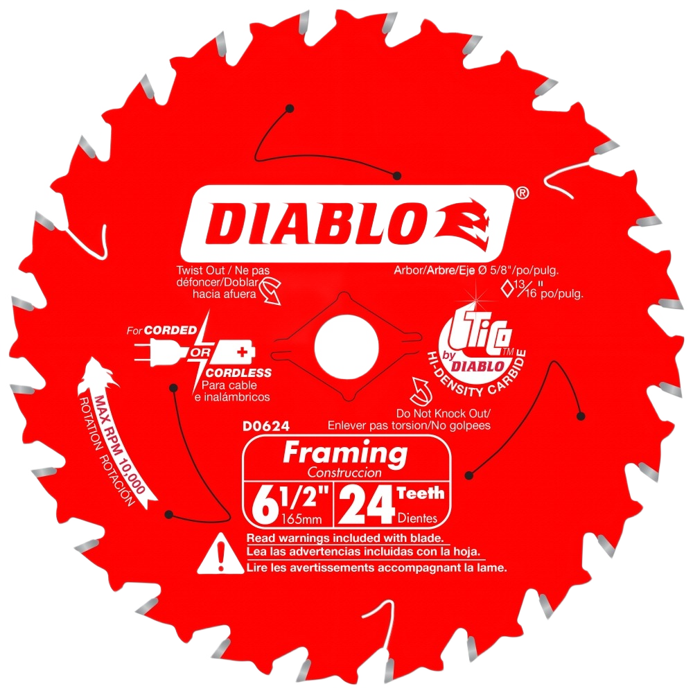 Red 6-1/2-inch 24 tooth saw blade for framing in woodworking and power tool accessories under $50 collection