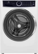 White front load washer with digital controls and large circular door, part of front load washers and appliances collection