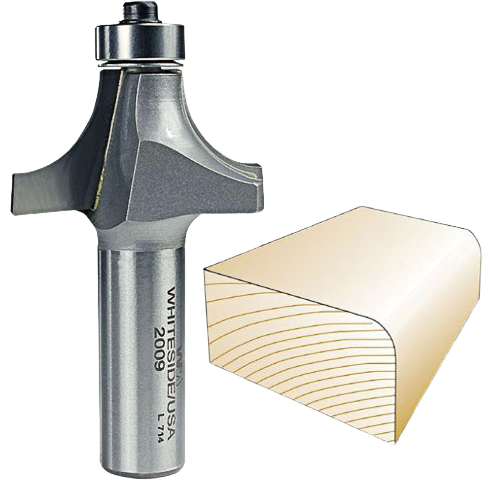 Whiteside roundover bit with bearing guide for smooth edge finishing, featured in tool accessories and drill bits collections