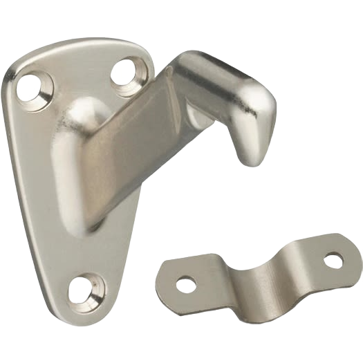 Satin nickel handrail bracket and mounting strap for secure wall installation in shelving accessories and home improvement tools under $50