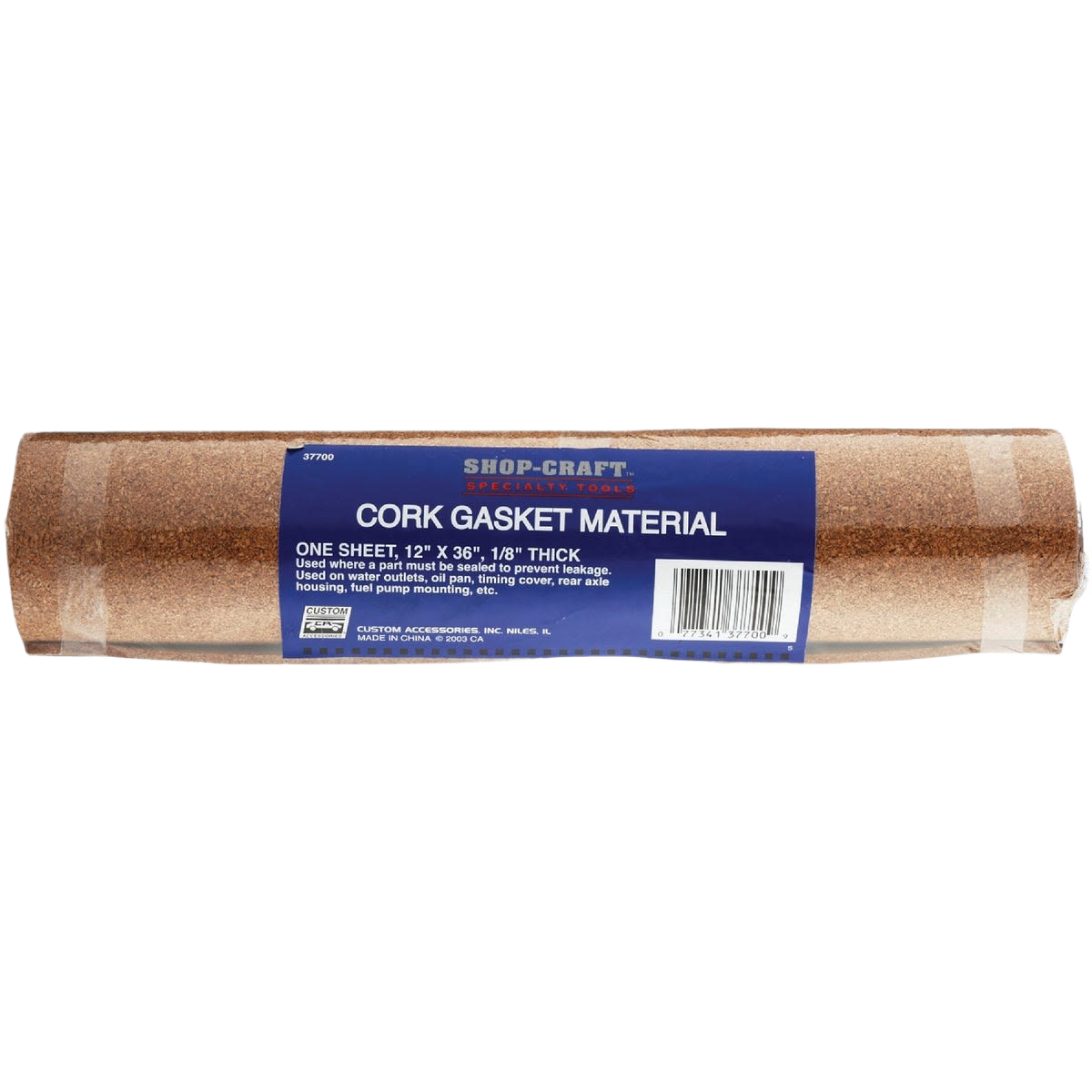 Roll of cork gasket material sheet measuring 12 by 36 inches and 1/8 inch thick for home improvement tasks