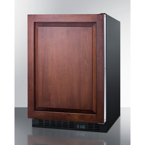24-inch built-in beverage center with left door swing and wooden panel door for kitchen and beverage applications