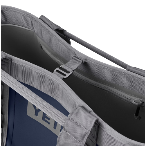 Gray and navy durable carryall bag with padded handles and internal zippered pocket in Accessories and Bags collections