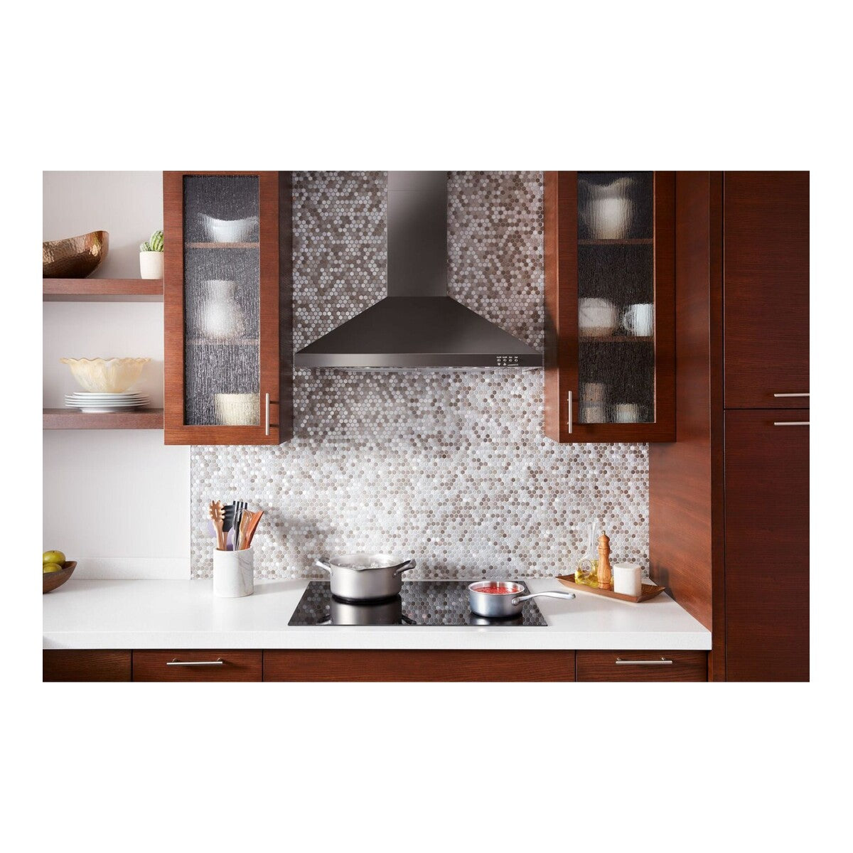 36" Contemporary Black Stainless Wall Mount Range Hood