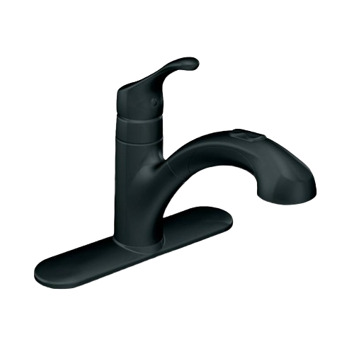 Matte black single-handle kitchen faucet with pull-out sprayer for convenient home improvement installations