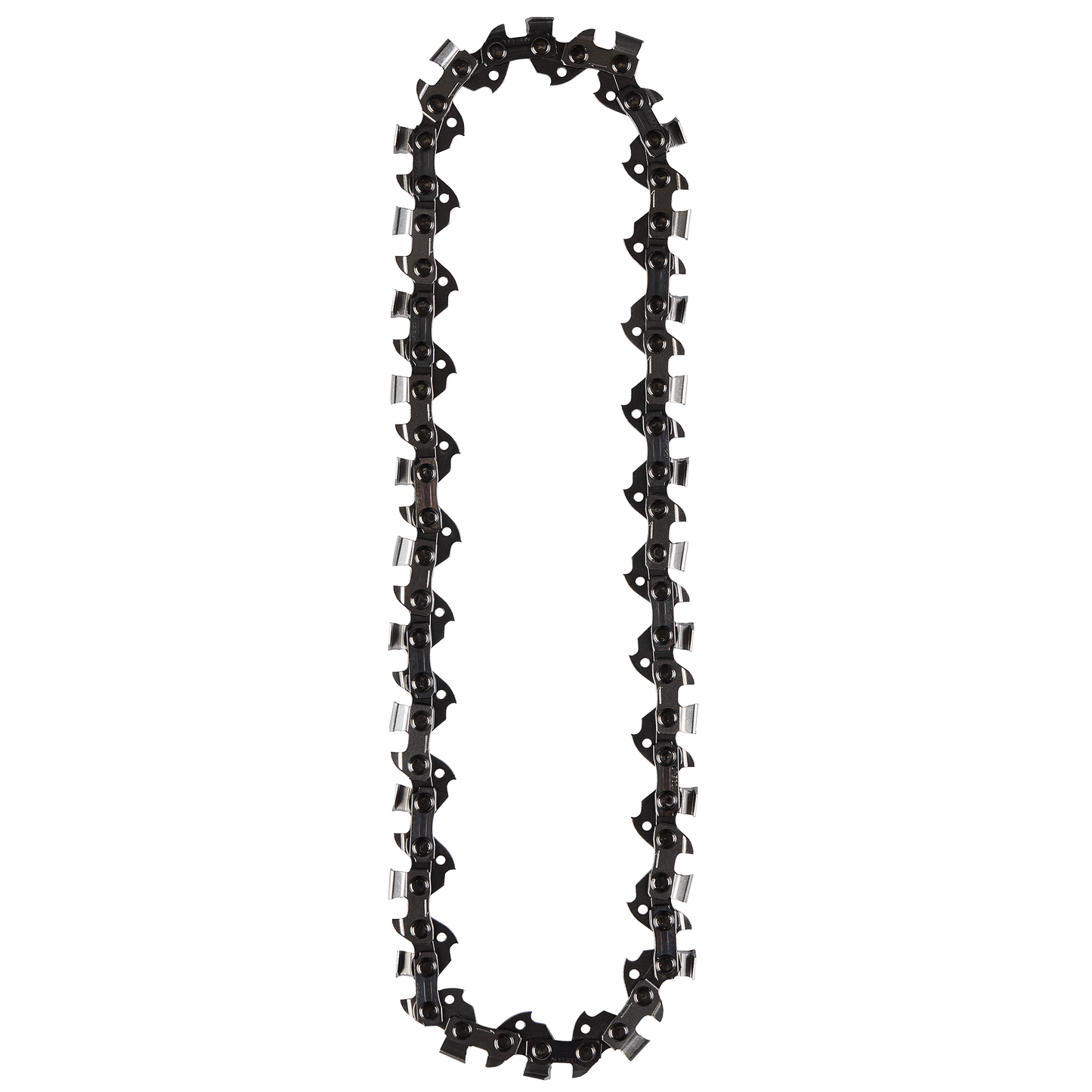 Close-up of a 6-inch low profile saw chain designed for tools and home improvement use