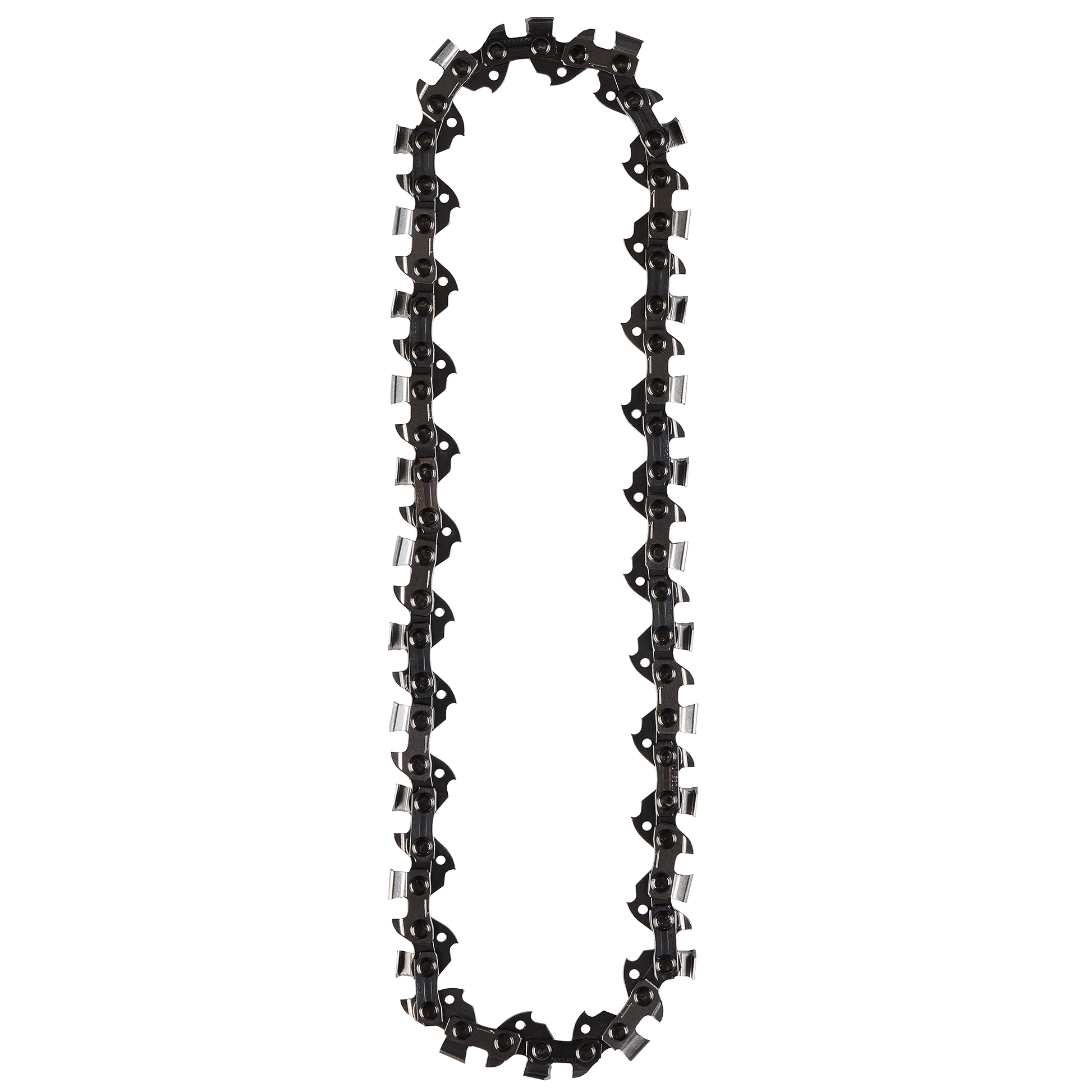 Close-up of a 6-inch low profile saw chain designed for tools and home improvement use