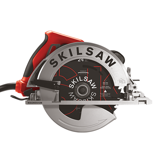 Magnesium-bodied 7-1/4 inch circular saw with red handle for power tools and home improvement collections