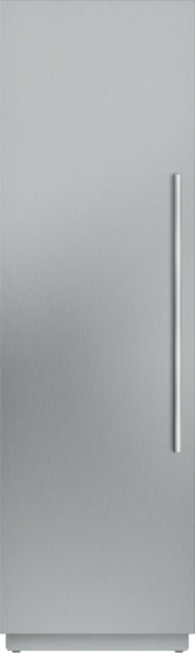 Built-in stainless steel freezer column with sleek vertical handle in kitchen and Thermador appliances collection