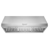 Stainless steel commercial-style wall-mount canopy range hood with vented filters from KitchenAid Appliances collection