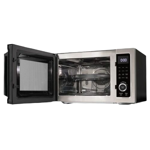 Stainless steel microwave oven with digital control panel and open door in Microwaves and Kitchen & Kitchenware collections