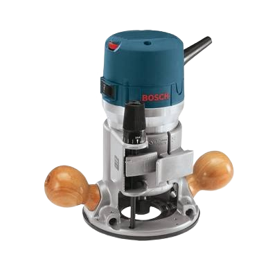 Electronic fixed-base router with wooden handles and blue top for precise woodworking in tools and home improvement tasks