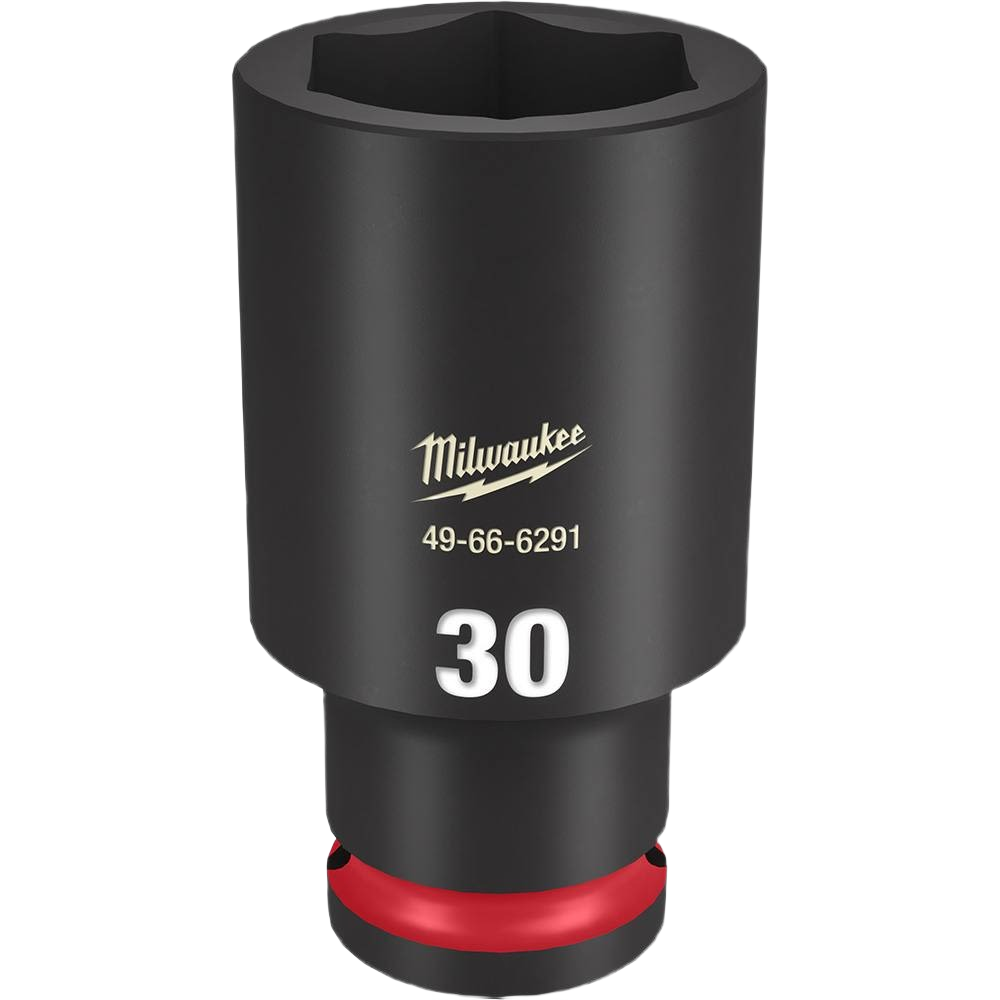 Durable 30mm deep 6 point impact socket for high torque applications in hand tools and home improvement collections