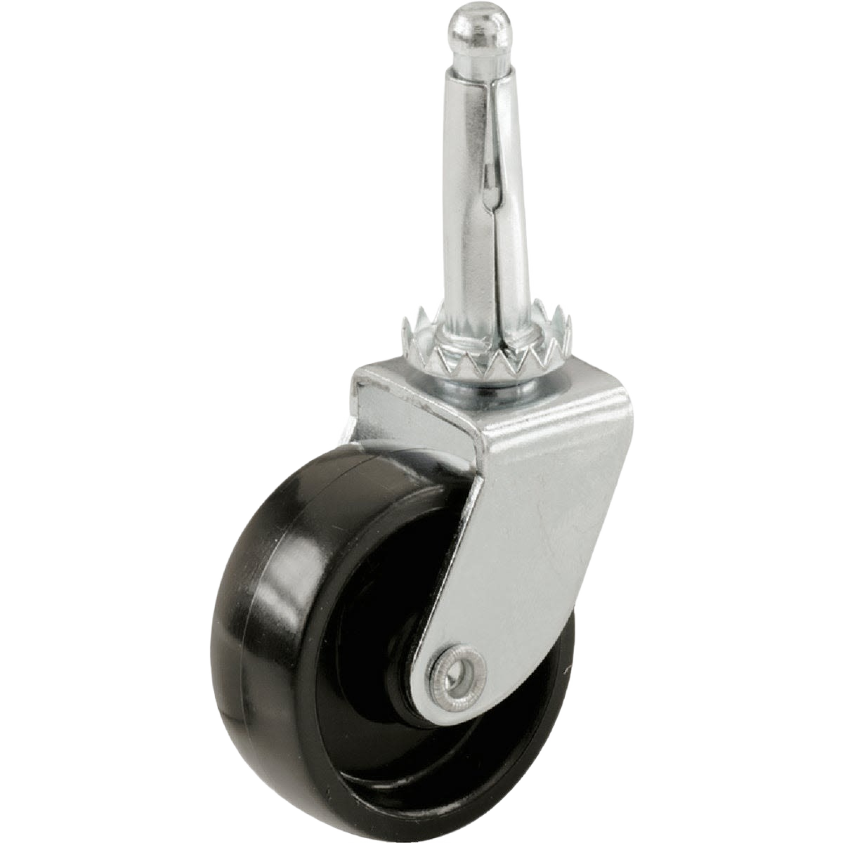 Light-duty black swivel caster with stem mount for lightweight furniture and home improvement projects
