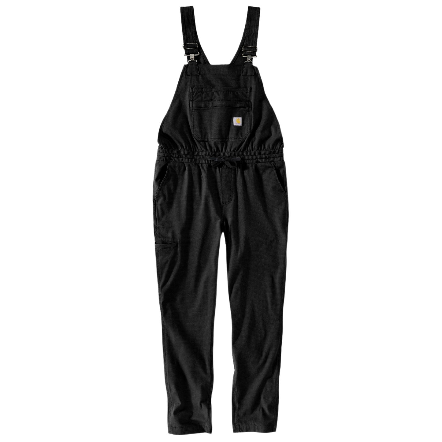 Black durable ripstop fabric bib overalls with adjustable straps and chest pocket for workwear use