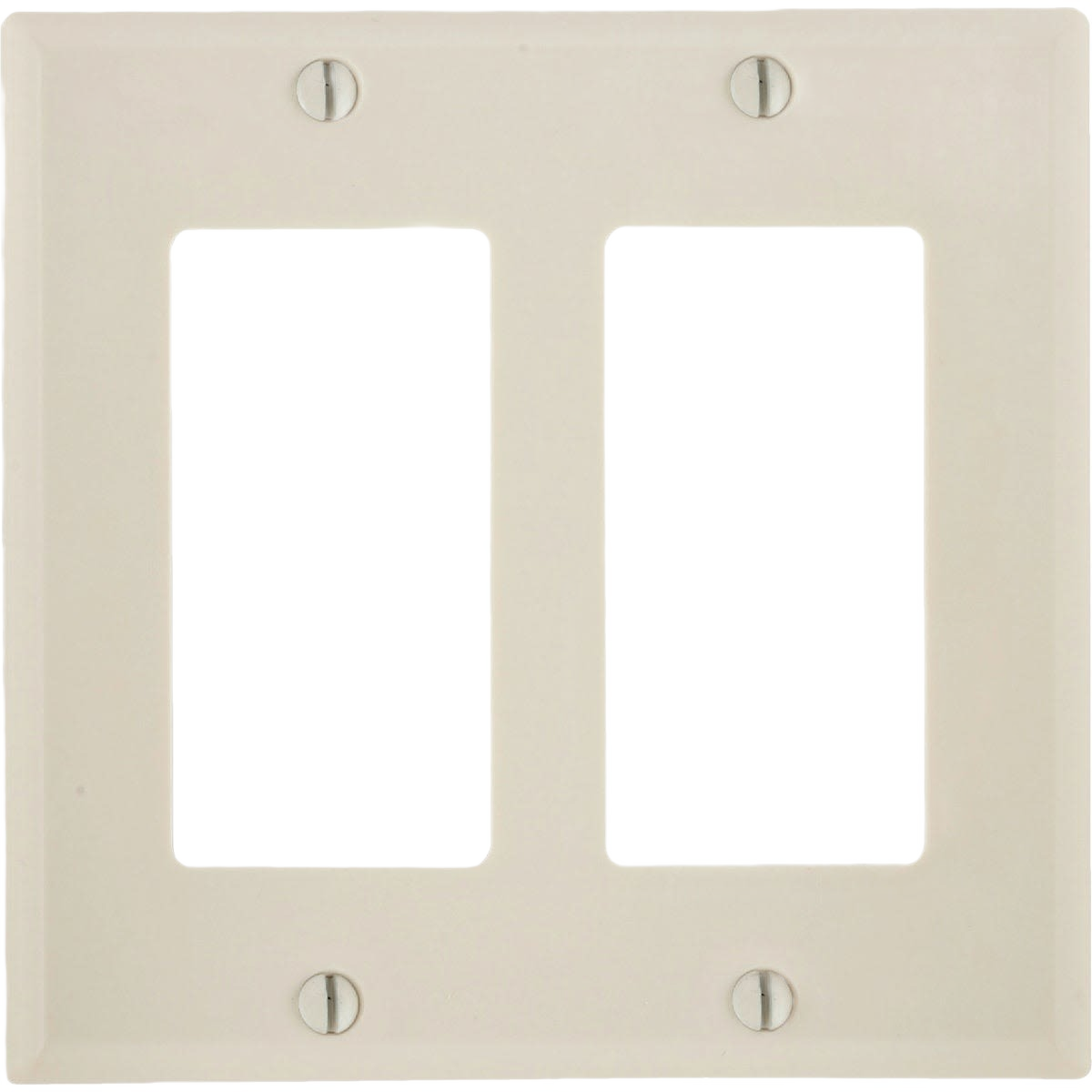 Light almond 2-gang smooth plastic rocker wall plate for electrical switches in home improvement collections under $50