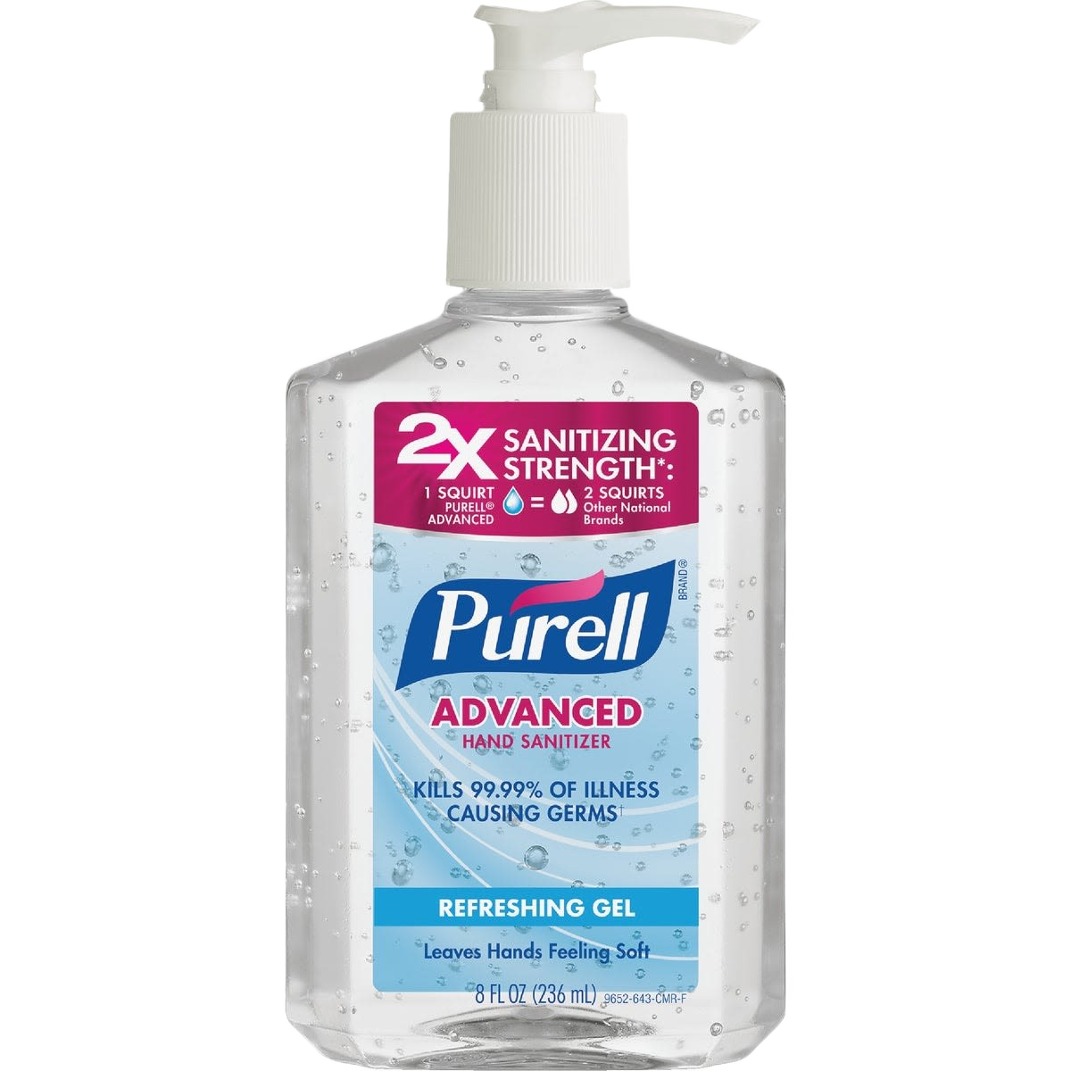 Clear gel hand sanitizer pump bottle with advanced disinfecting formula in Health & Beauty and Cleaning collections