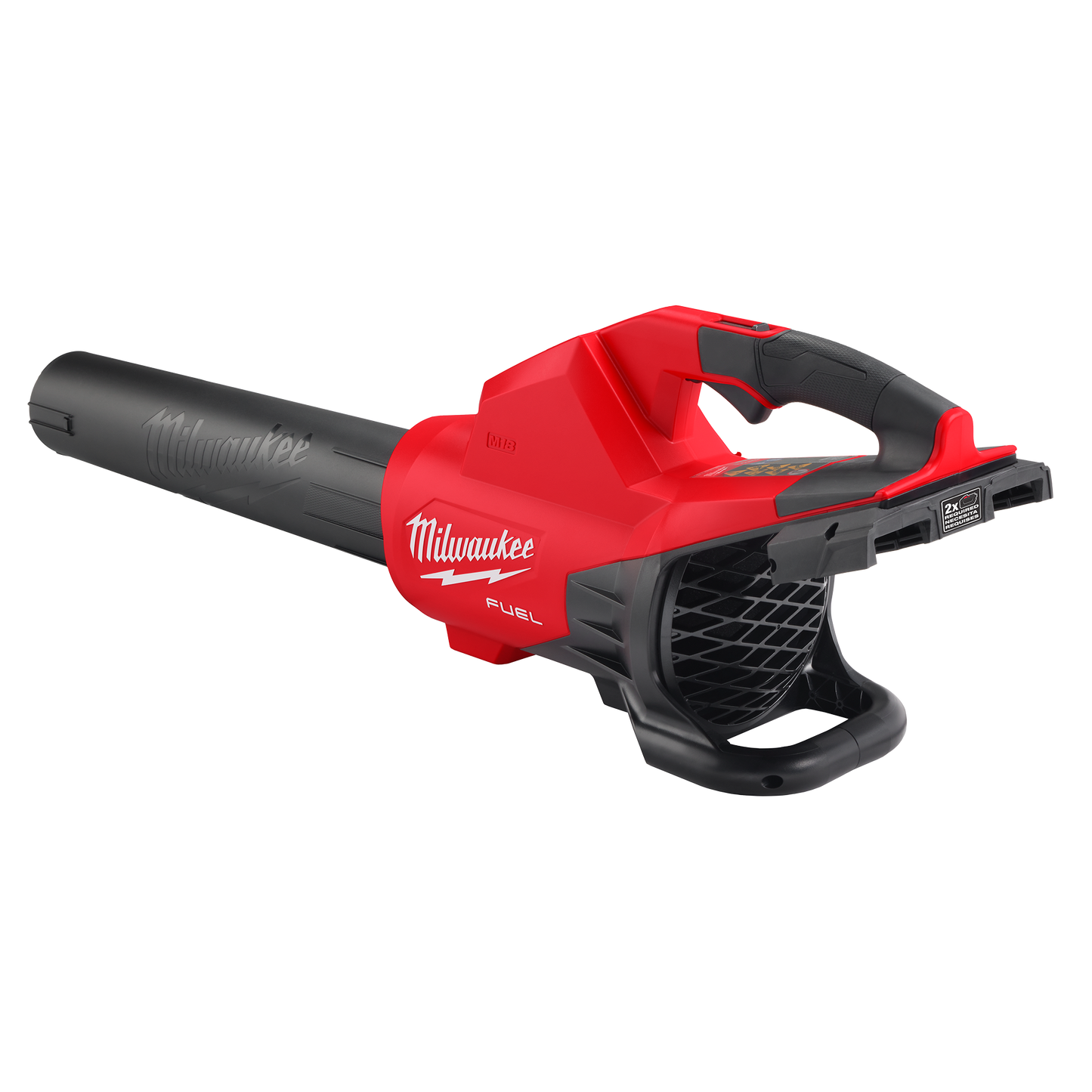 Red and black cordless blower with dual battery compatibility for outdoor tools and home improvement tasks