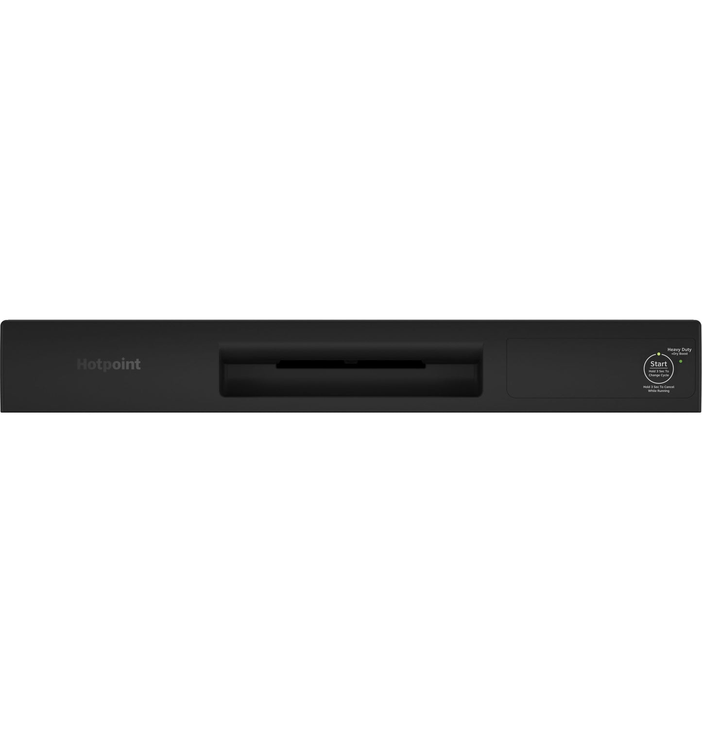 Black dishwasher control panel with one-button start and subtle brand logo from built-in dishwashers collection