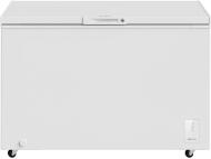 White garage-ready chest freezer with smooth finish, top lid, lock, and caster wheels, designed for Freezers & Ice Makers, Chest Freezers, Kitchen & Kitchenware, and Appliances collections.