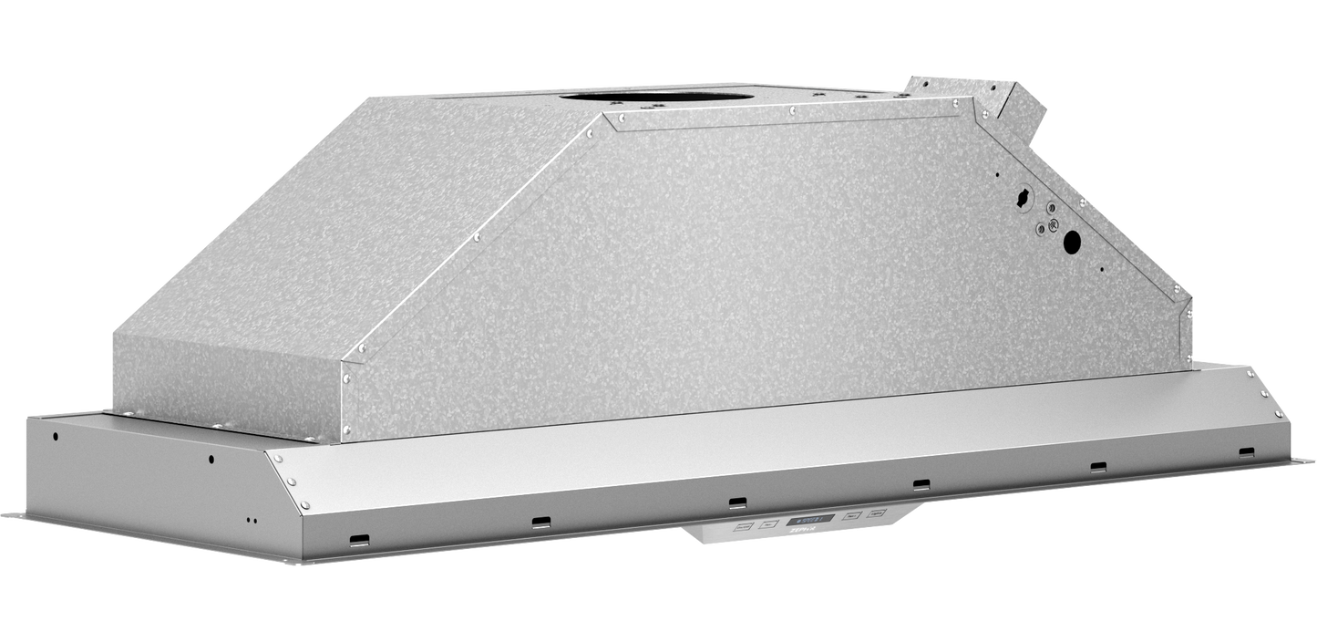 Stainless steel 40-inch deep insert range hood body with angular top design, suitable for Range Hoods, Kitchen & Kitchenware, and Appliances collections.