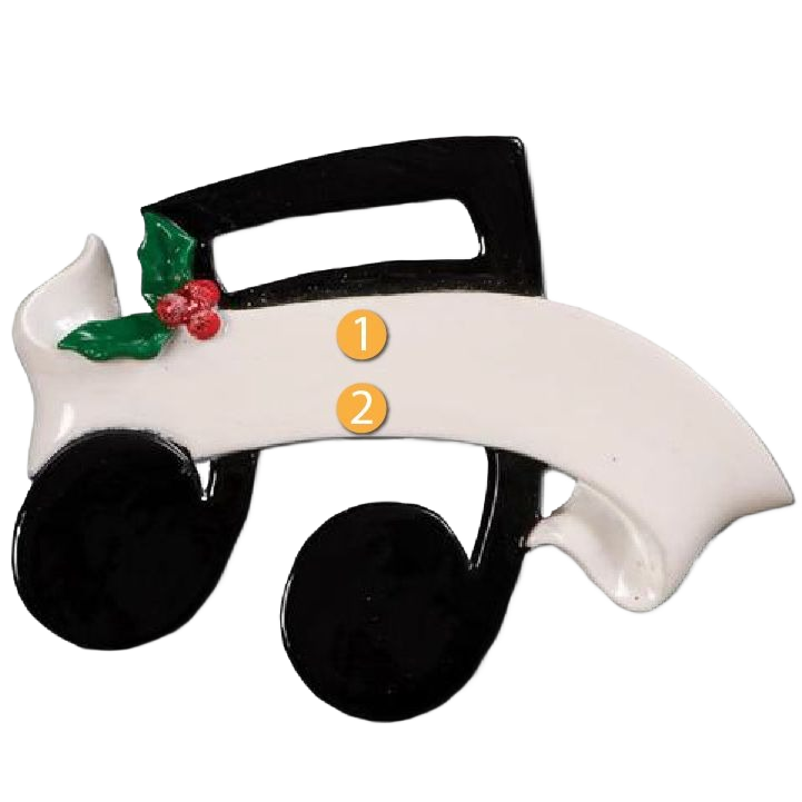 Black musical note decoration with white banner and holly berries from Christmas Ornaments & Tree Decorations collection