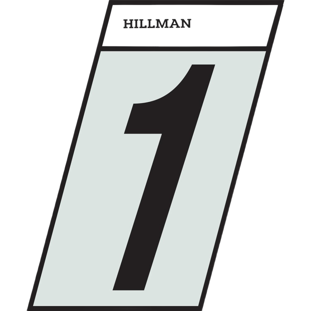 Black adhesive house number 1 with silver background and angle-cut edges for home improvement use