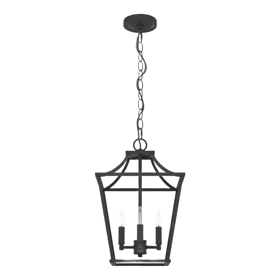 Natural iron finish 4-light lantern pendant with chain, part of pendant and living room light fixtures collections