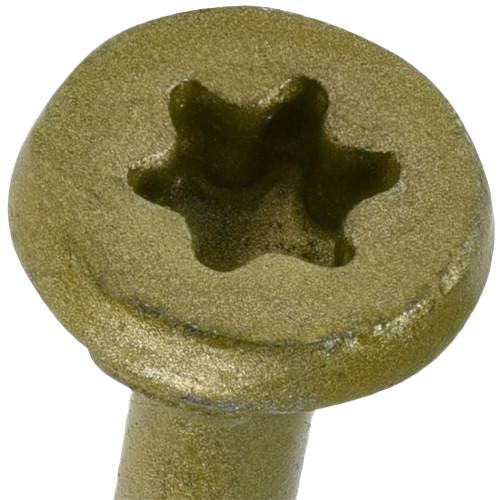 Close-up of gold-toned retainer clip with star-shaped recessed drive for hardware and fastener applications