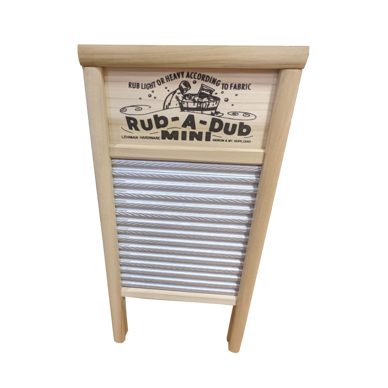 Mini tin washboard with wooden frame, suitable for cleaning and laundry supplies in household items collections under $50 and $100.