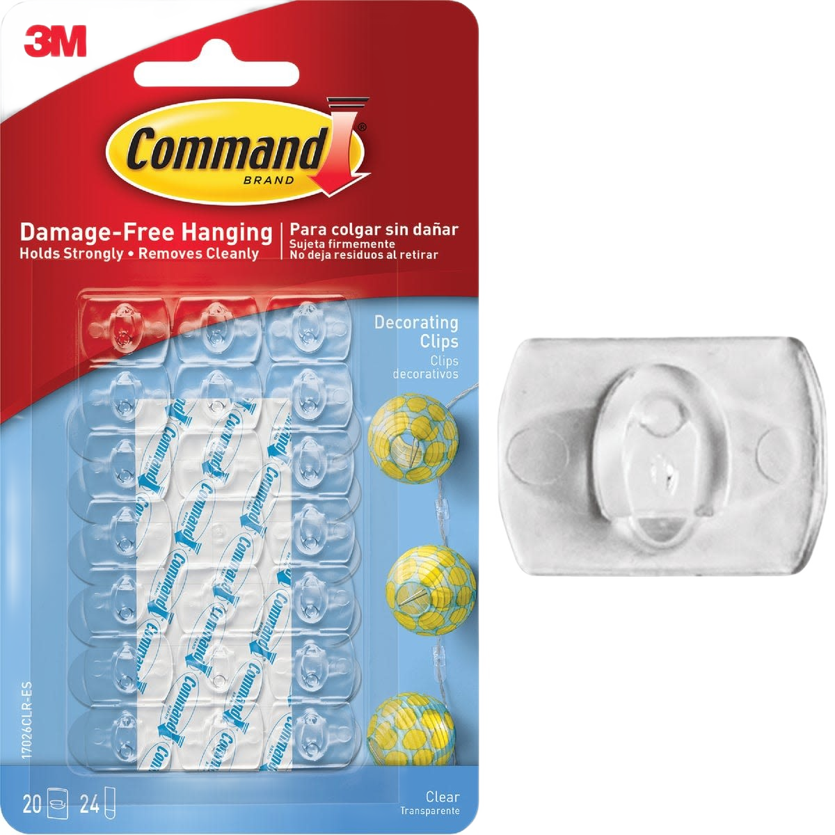Clear adhesive decorating clips with damage-free hanging strips for lightweight decor in hardware and fasteners under $25 collection