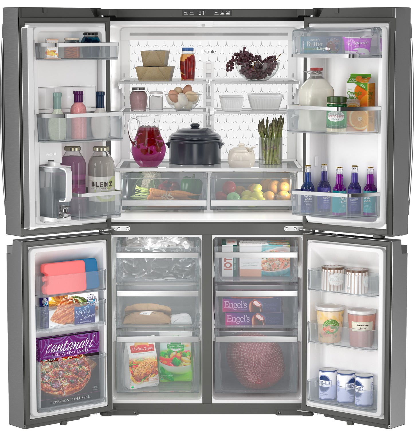 GE Profile™ ENERGY STAR® 28.3 Cu. Ft. Quad-Door Refrigerator with Dual-Dispense AutoFill Pitcher