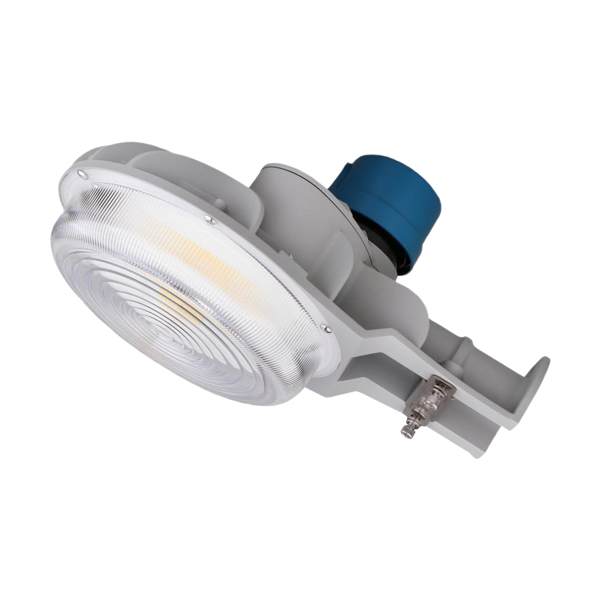 Gray die-cast aluminum LED area light with photocell sensor for efficient outdoor lighting in electrical and outdoor lighting collections