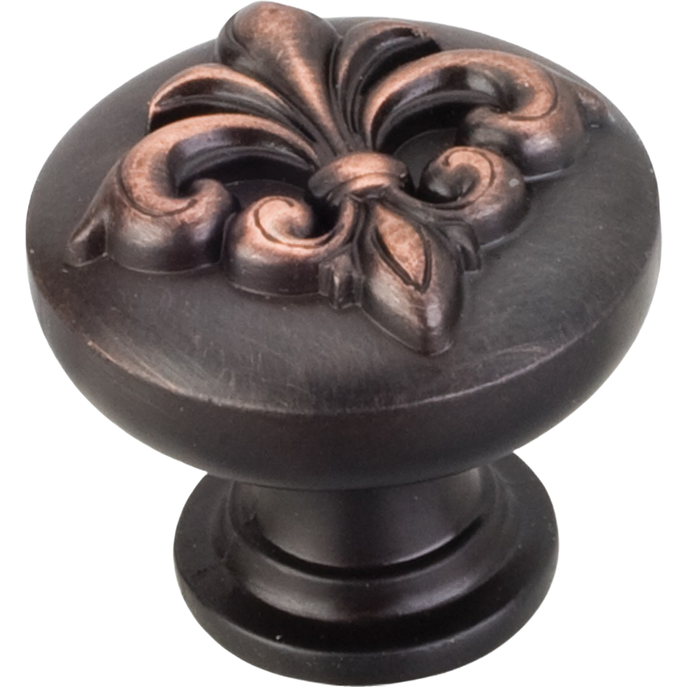 Brushed oil rubbed bronze cabinet knob with ornate fleur-de-lis design for hardware and furniture accessories under $50 collections