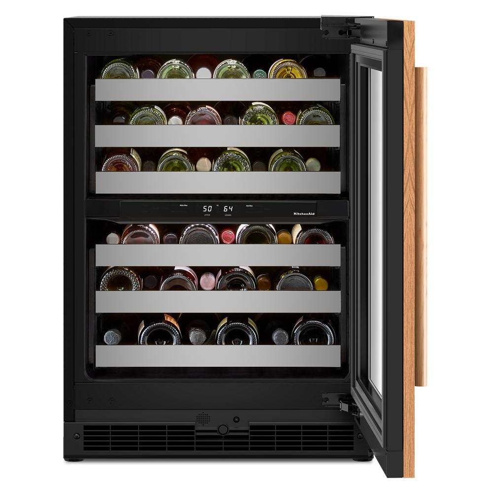 24-Inch Panel-Ready Undercounter Wine Cellar with Left Door Swing and 46-Bottle Capacity with Full-Extension Metal-Front Racks