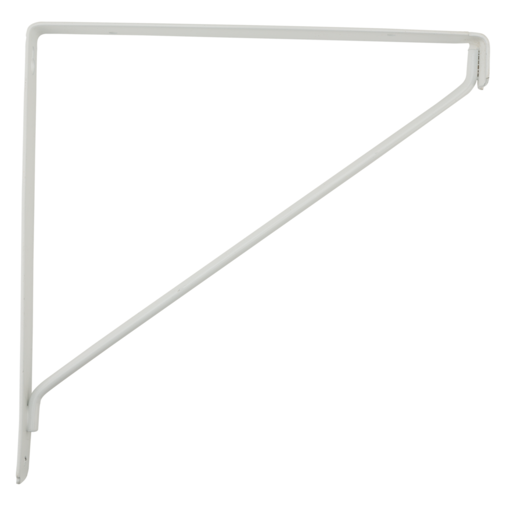 White steel shelf bracket with triangular support for shelving and storage organization under $50 collections