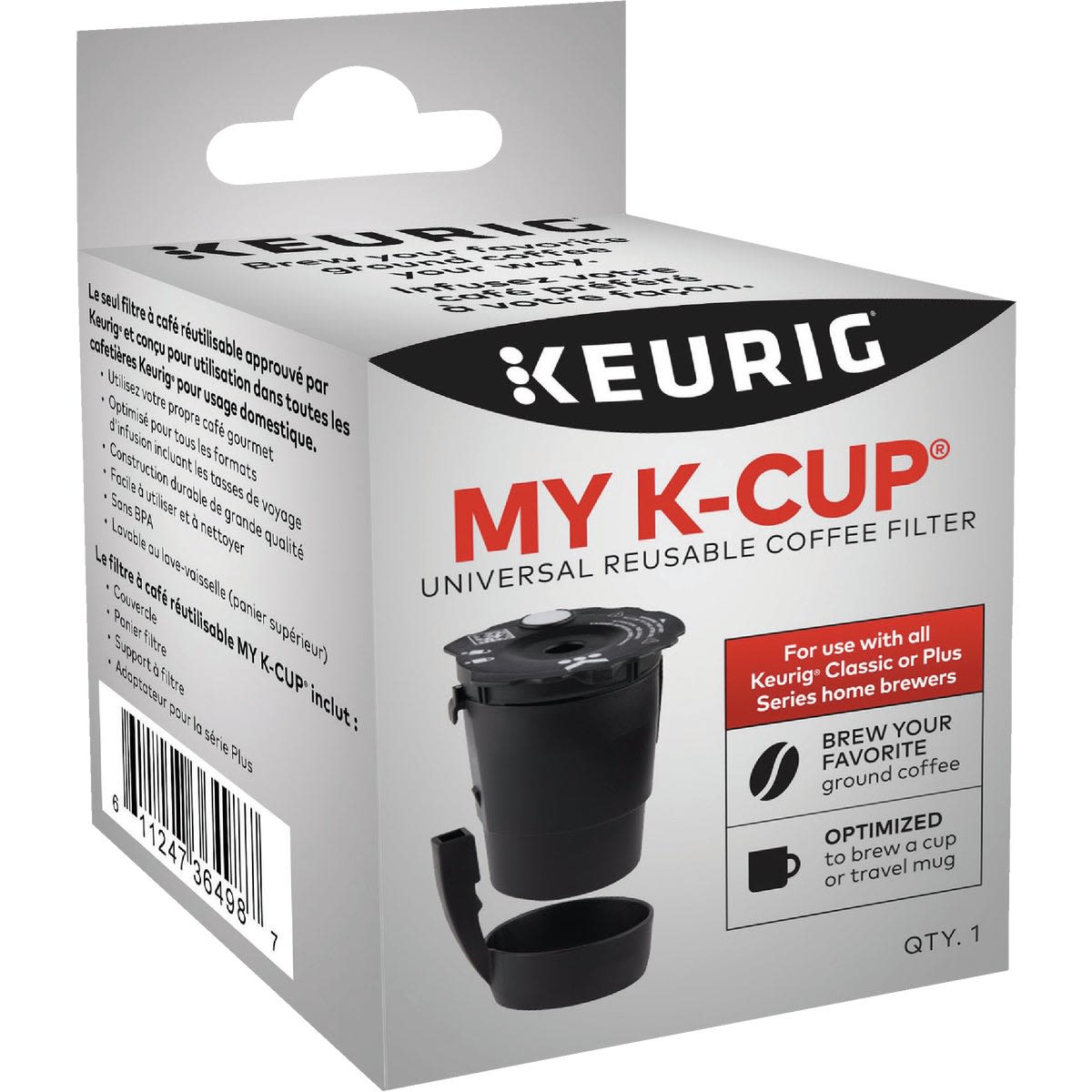 Compact reusable coffee filter with black plastic body, designed for Keurig brewers in kitchen gadget collections under $50