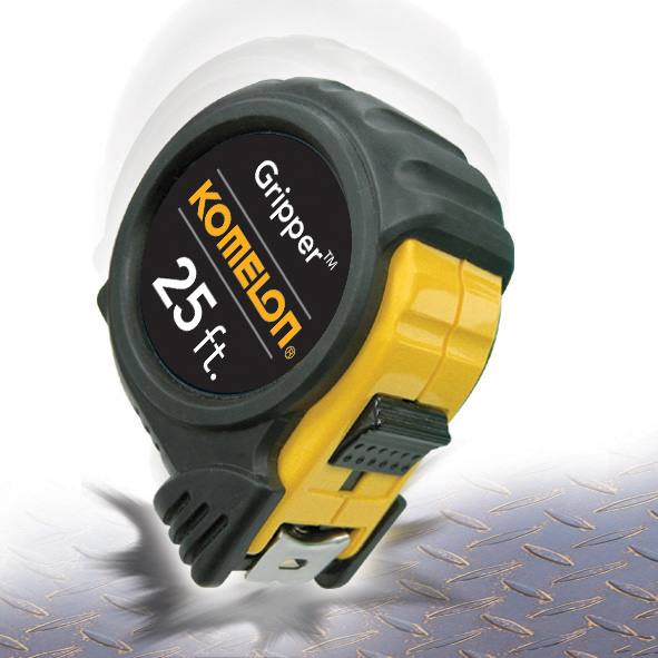 25-foot yellow and black tape measure with locking grip, ideal for woodworking, hand tools, and measuring tool collections