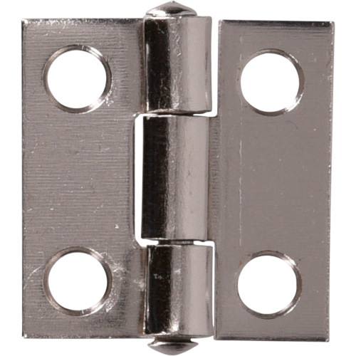 Satin nickel broad hinge with four mounting holes for cabinet and furniture hardware in home improvement under $50
