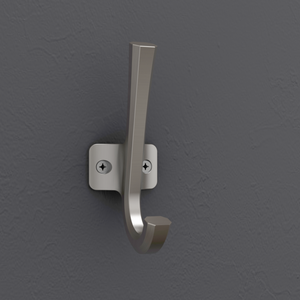 Satin nickel angled wall hook for secure storage and organization in garage and home improvement under $50 tools