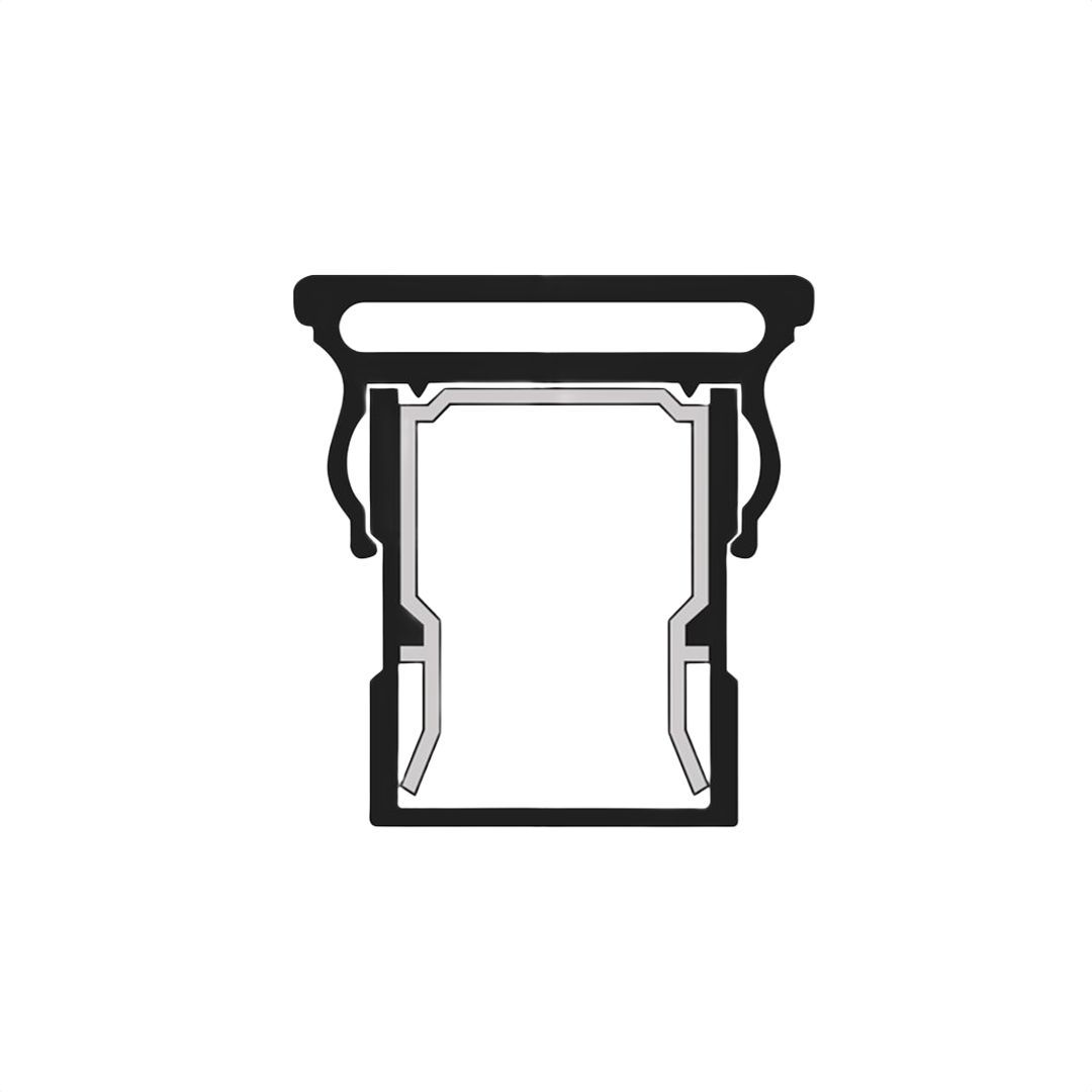 Cross-sectional diagram of black aluminum railing post designed for deck railing and outdoor living applications.