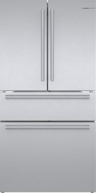 36-inch stainless steel French door refrigerator with bottom freezer and anti-fingerprint finish for kitchen appliances