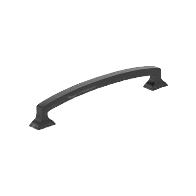 Matte black Amerock cabinet pull with modern curved design for furniture and hardware upgrades under $50.