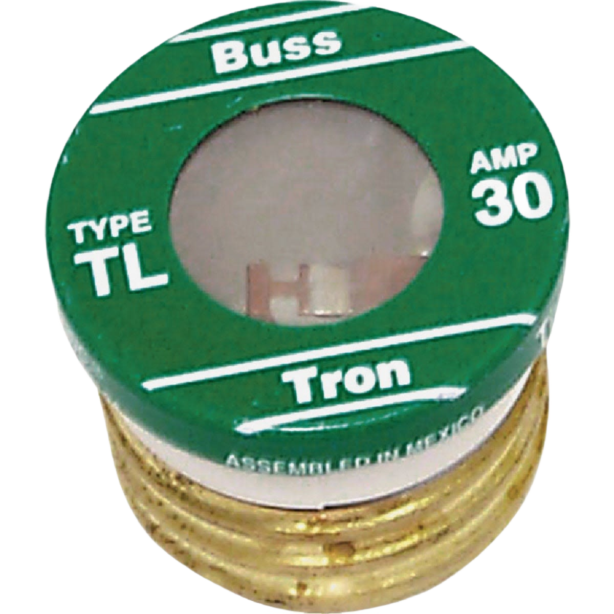 Green 30-amp time-delay screw-in fuse with metal base for tools and home improvement applications