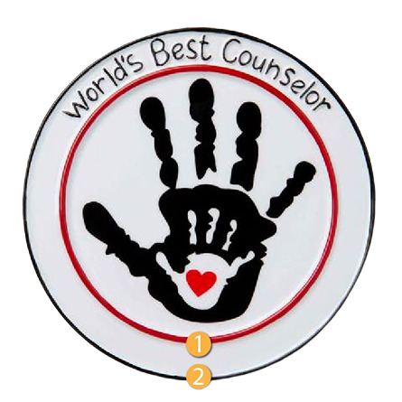 Round ornament with layered handprints and red heart, inscribed World's Best Counselor from Christmas Ornaments collection