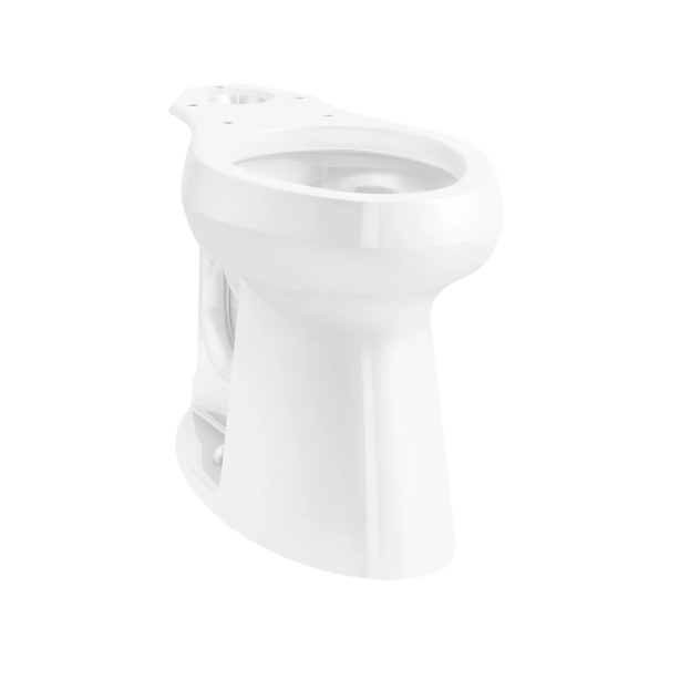 White elongated tall height toilet bowl in ceramic finish for home improvement and bathroom upgrades